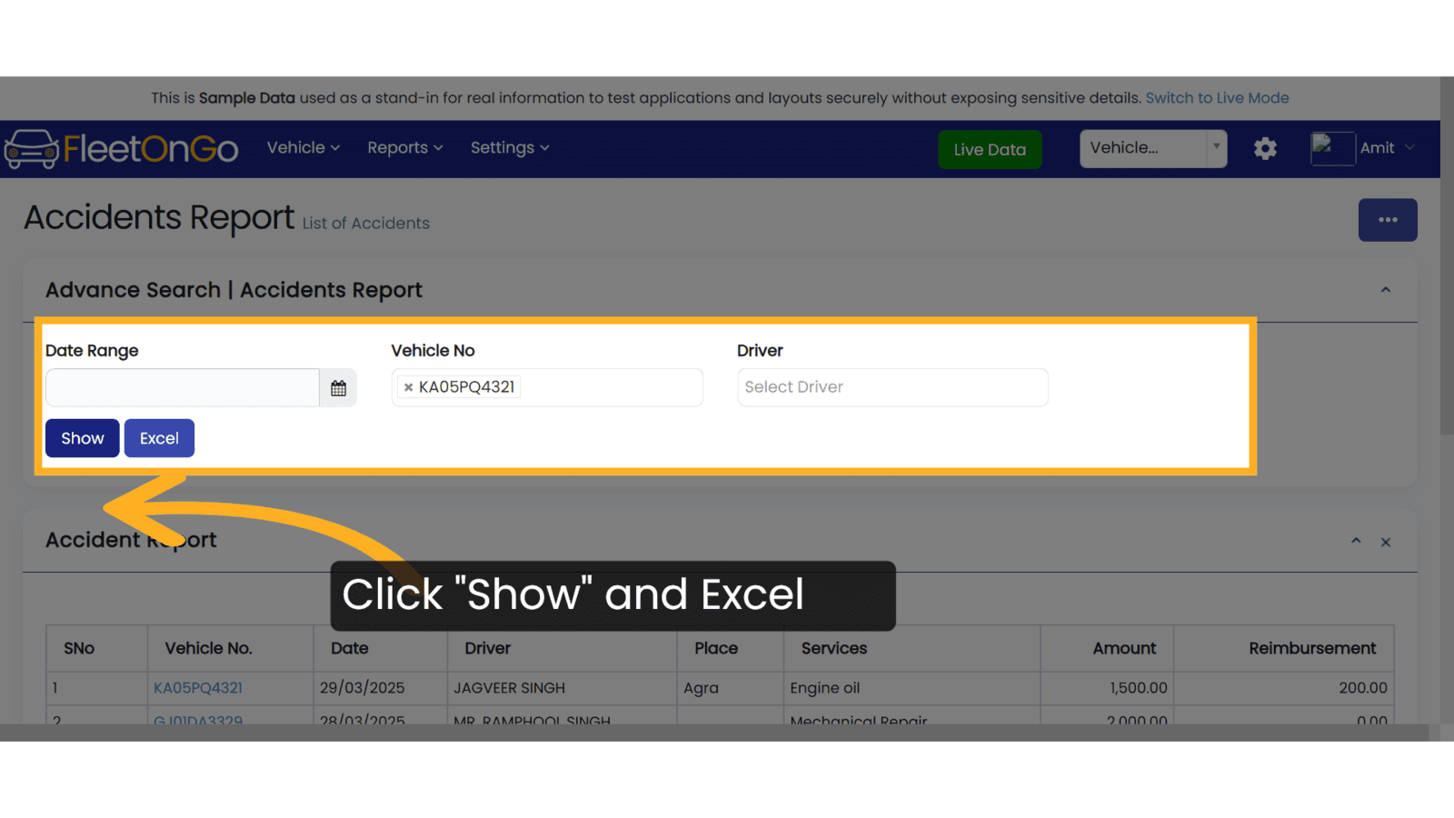 Click 'Show' and Excel