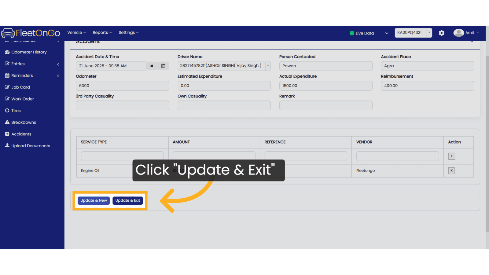 Click 'Update & Exit'