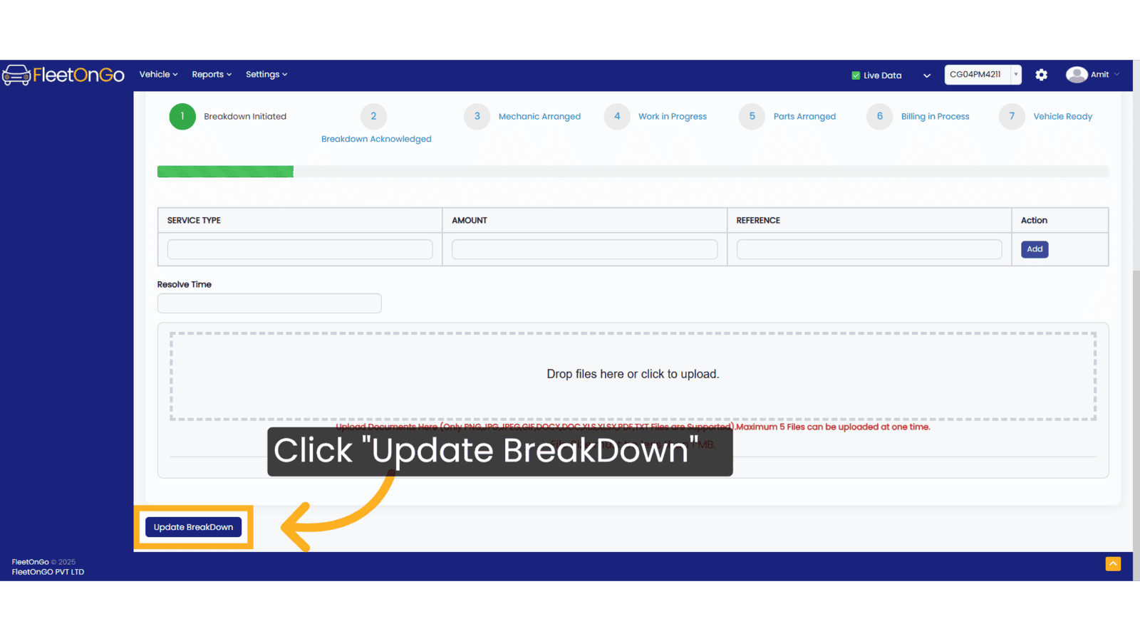 Click 'Update BreakDown'