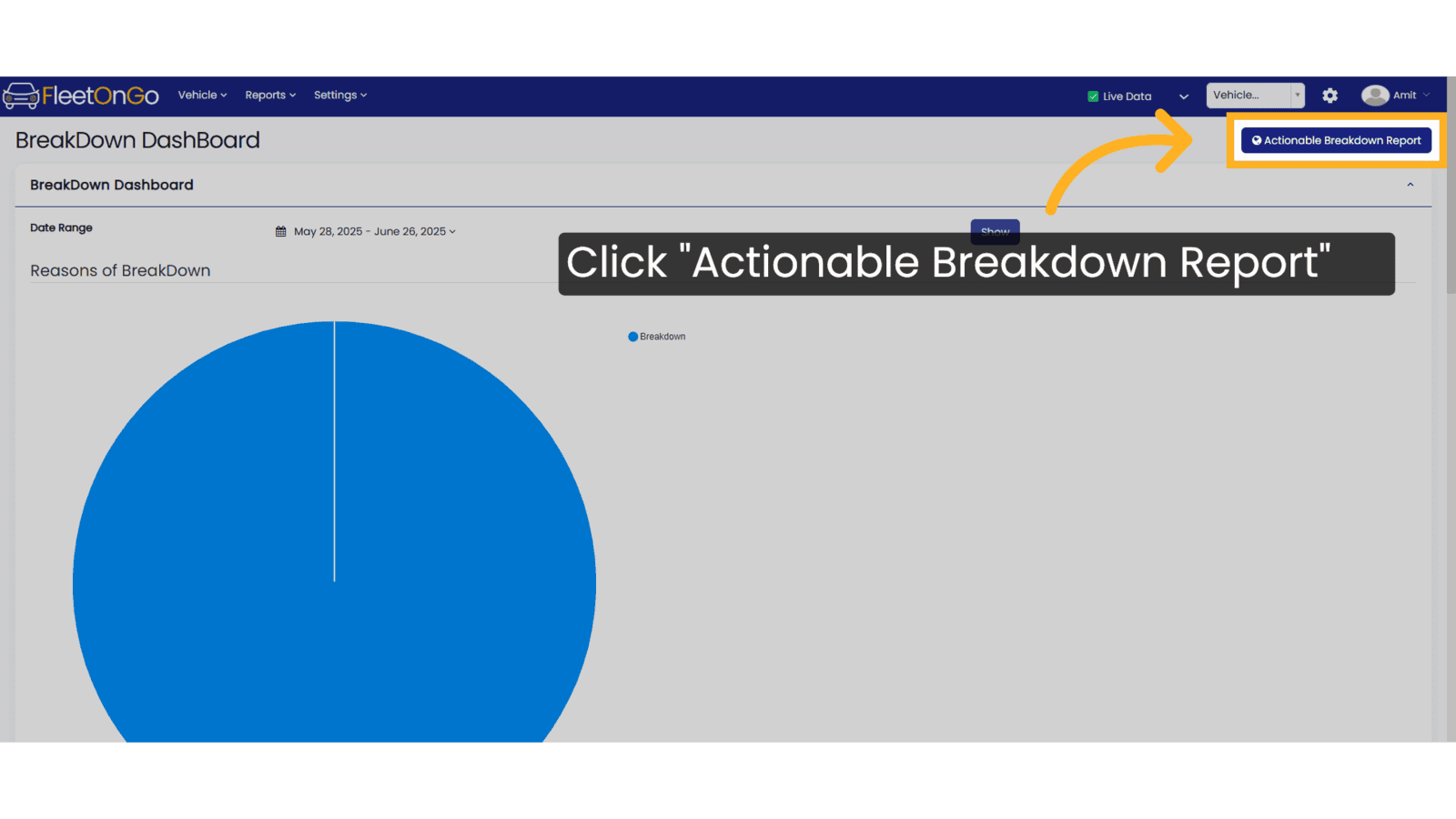 Click 'Actionable Breakdown Report'