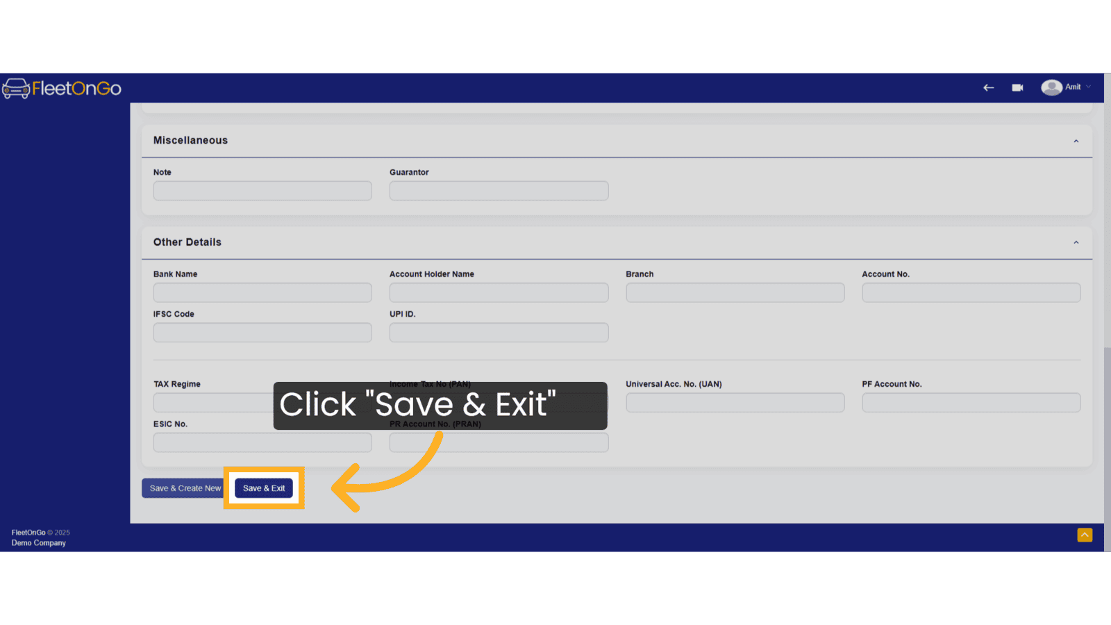 Click 'Save & Exit'