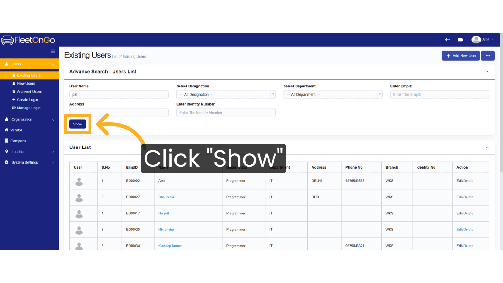 Click 'Show'
