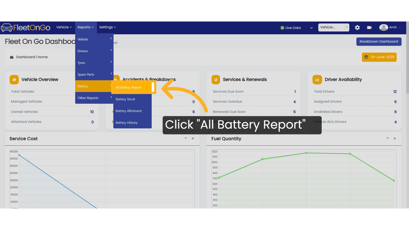 Click 'All Battery Report'