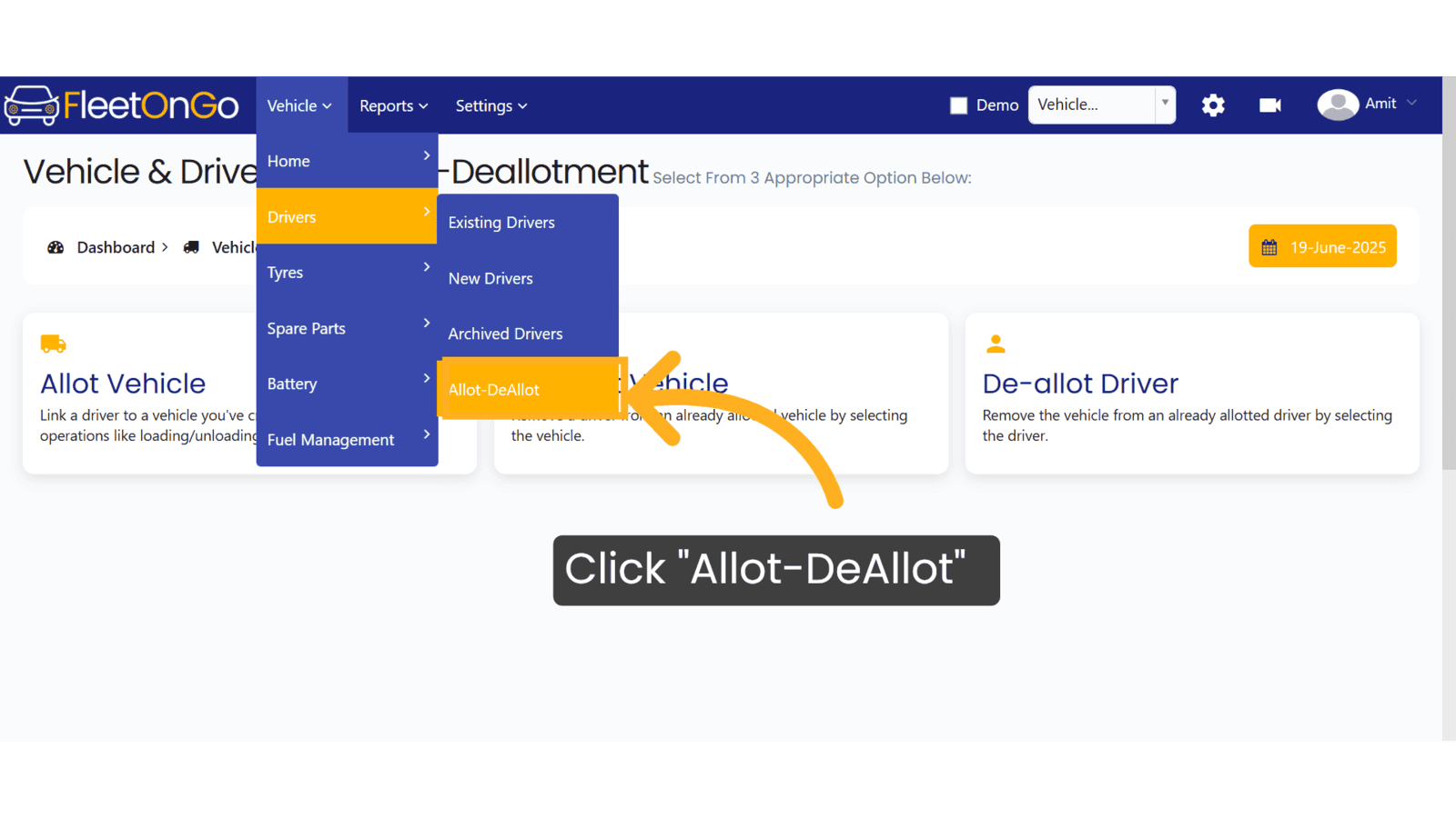Click 'Allot-DeAllot'