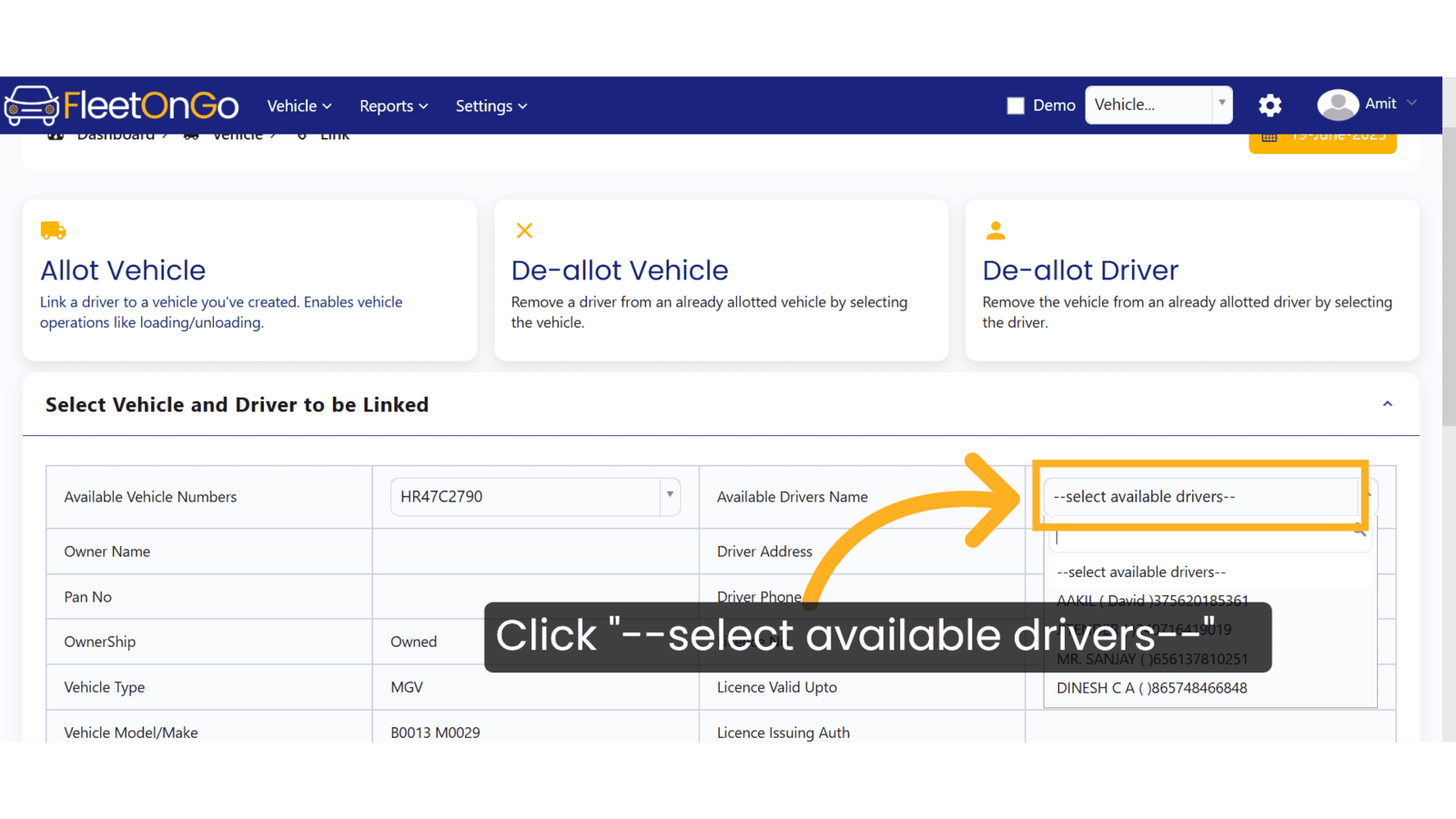 Click '--select available drivers--'