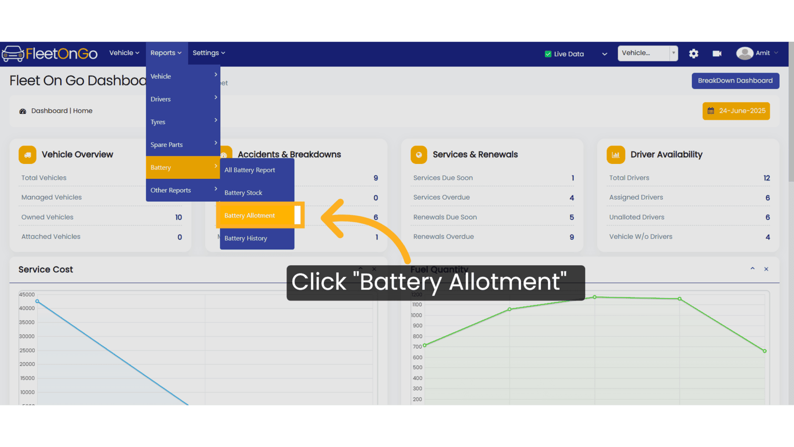 Click 'Battery Allotment'