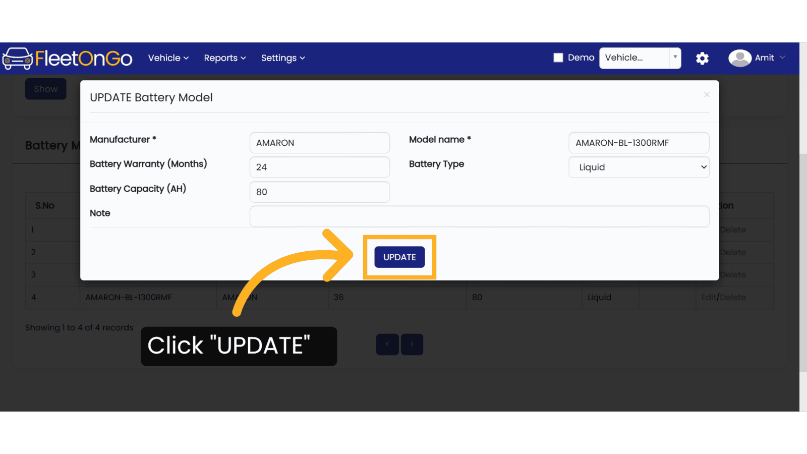 Click 'UPDATE'