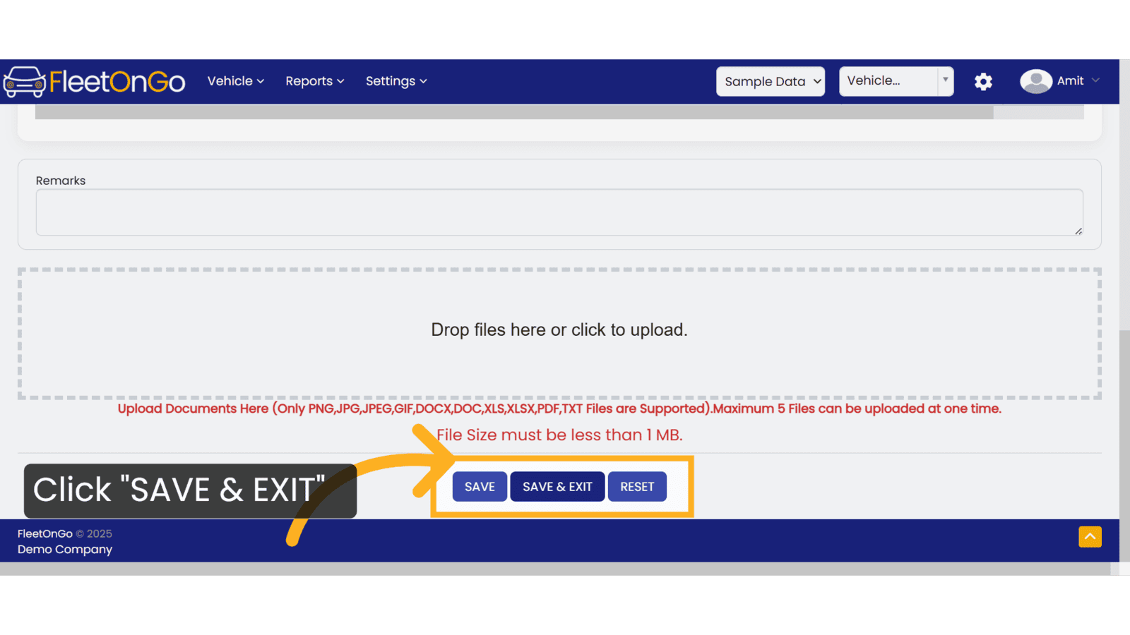 Click 'SAVE & EXIT'