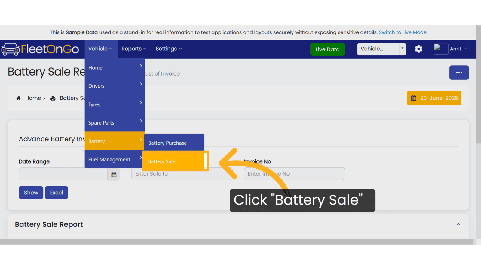 Click 'Battery Sale'
