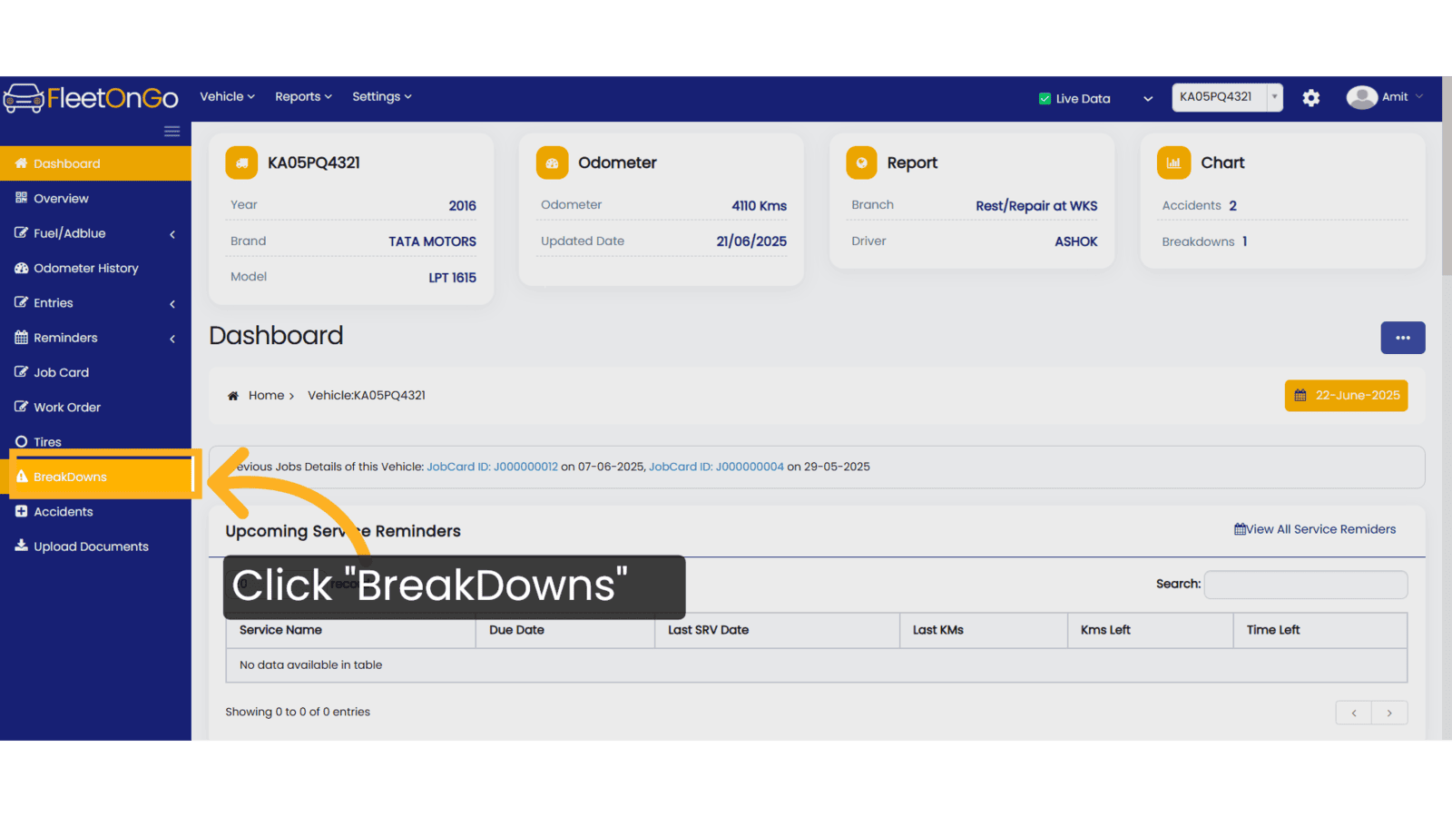 Click 'BreakDowns'