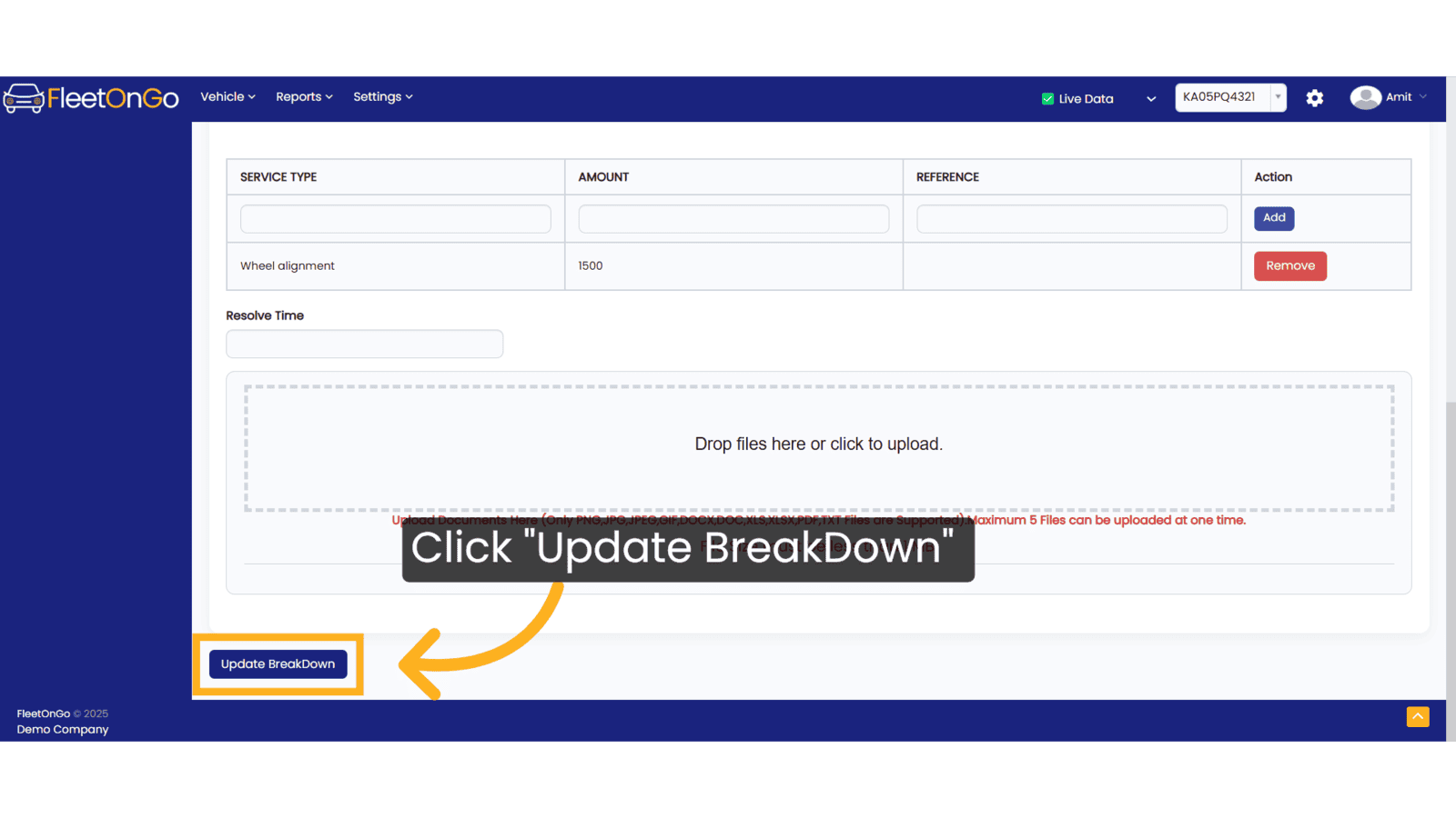 Click 'Update BreakDown'