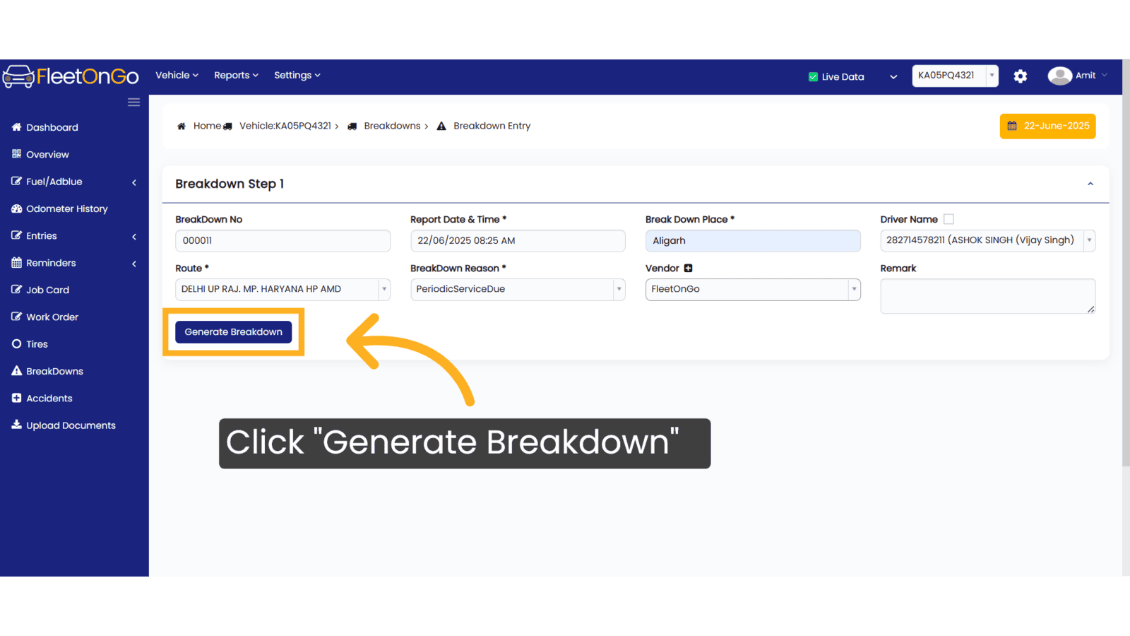 Click 'Generate Breakdown'