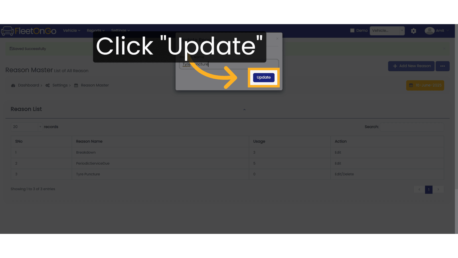 Click Update