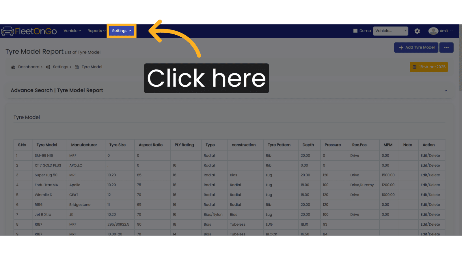 Click On Settings