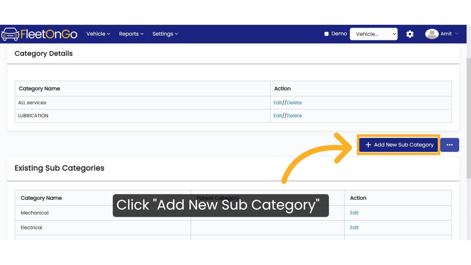 Click 'Add New Sub Category'