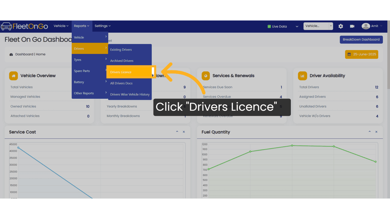 Click 'Drivers Licence'