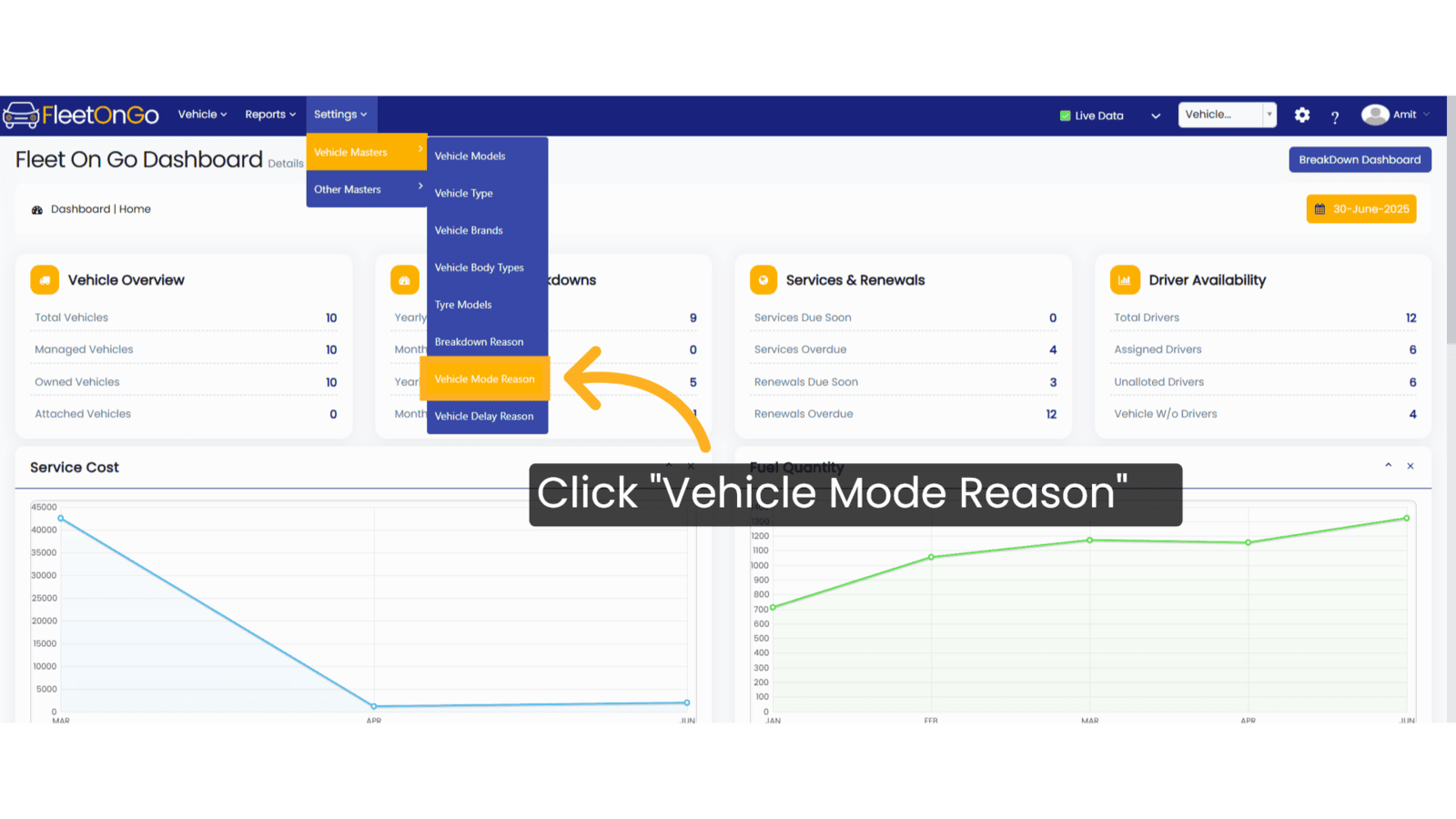 Click 'Vehicle Mode Reason'