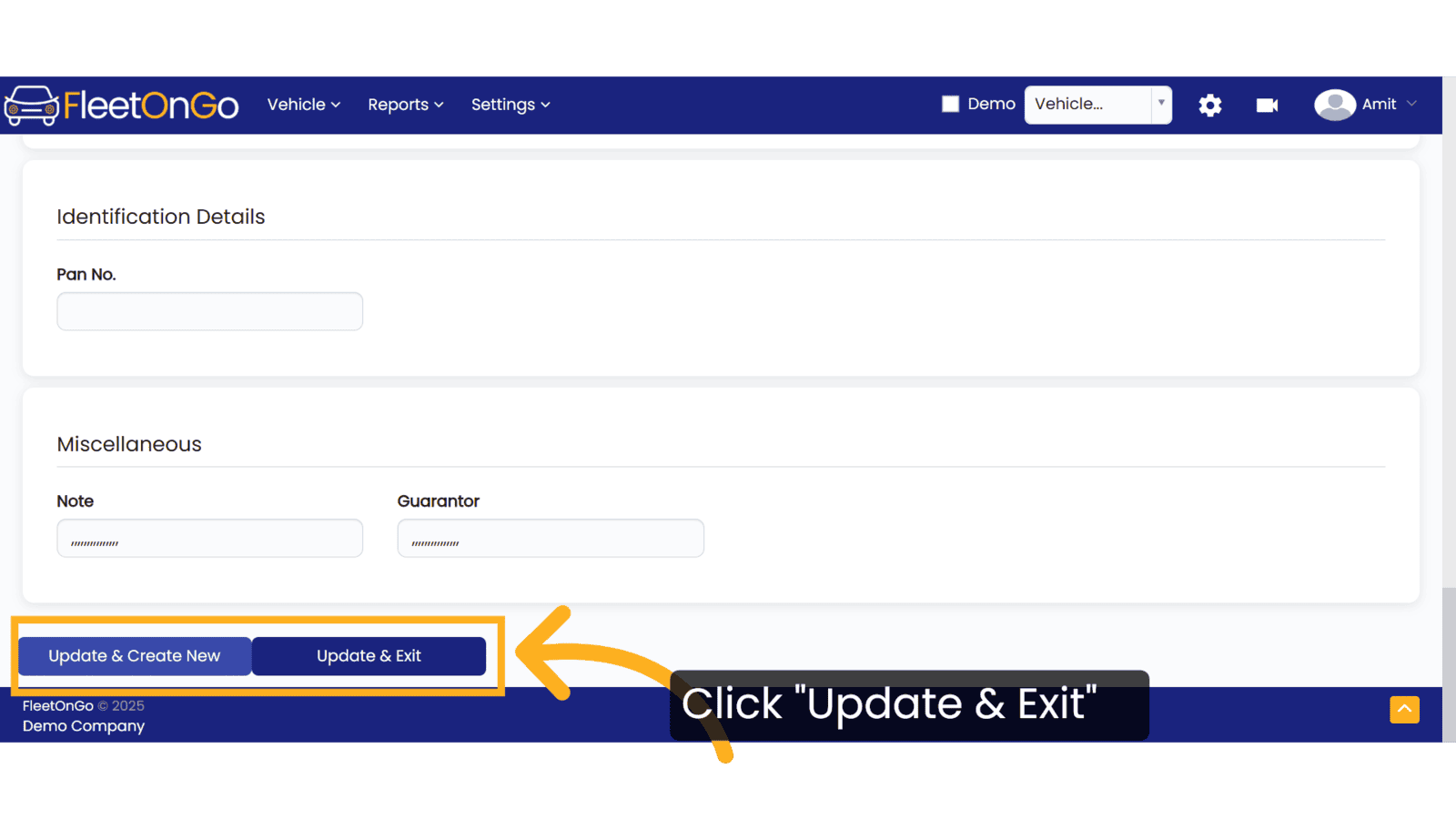 Click 'Update & Exit'