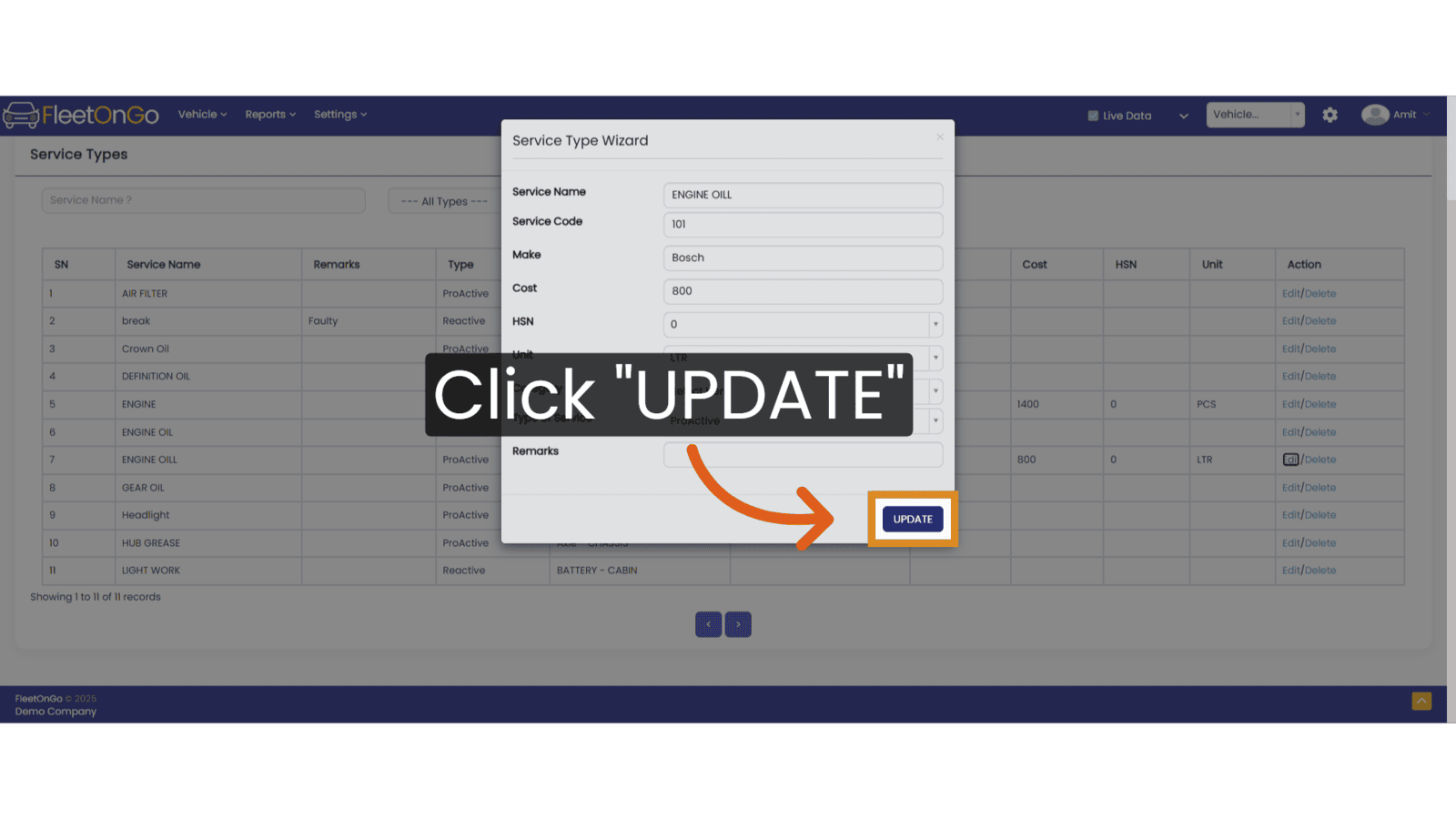 Click 'UPDATE'