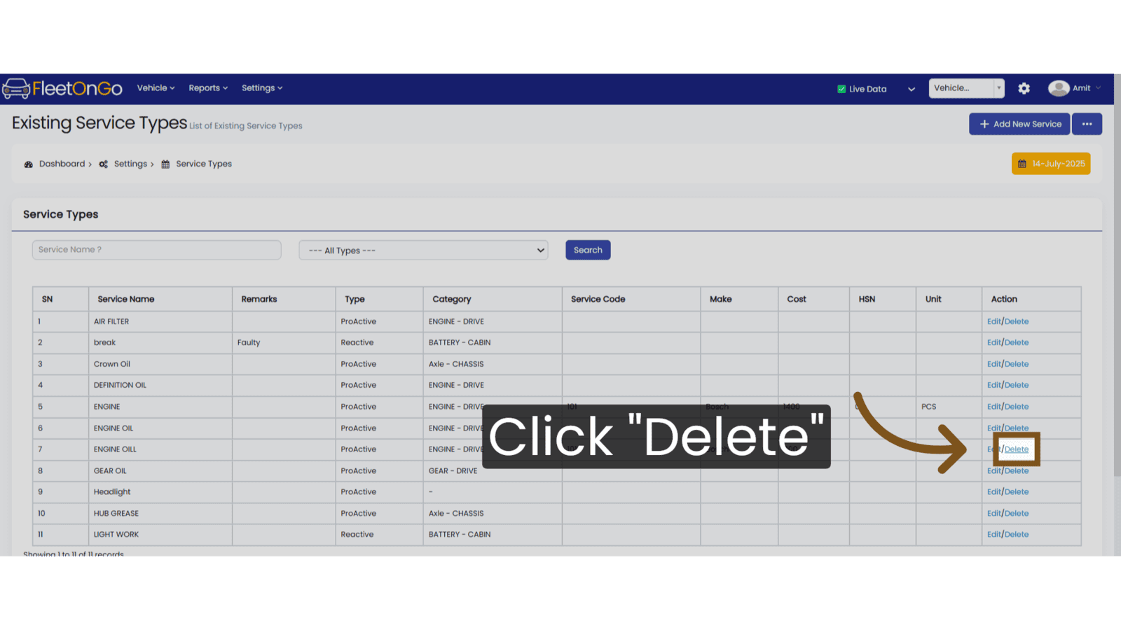 Click 'Delete'