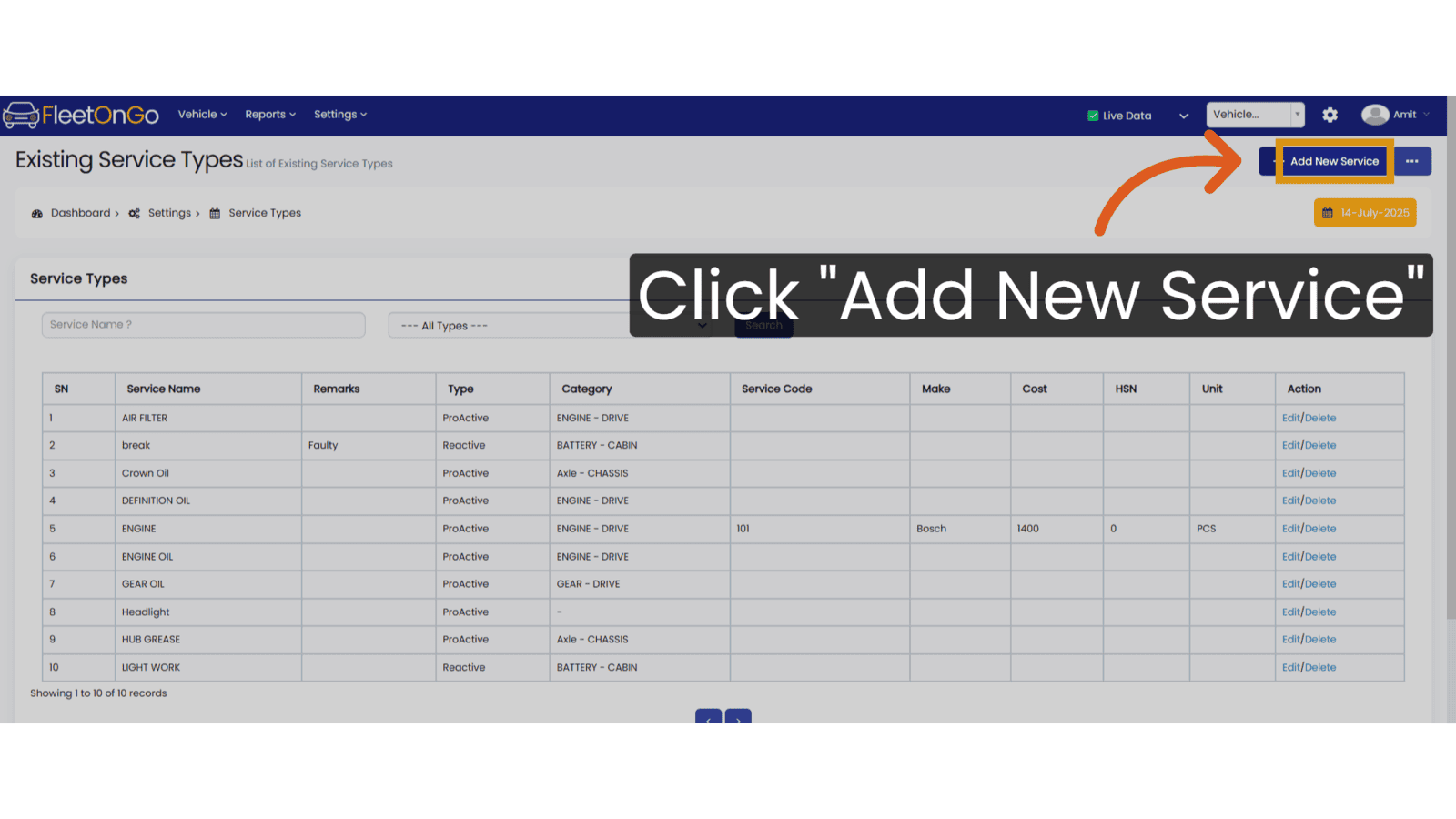 Click 'Add New Service'