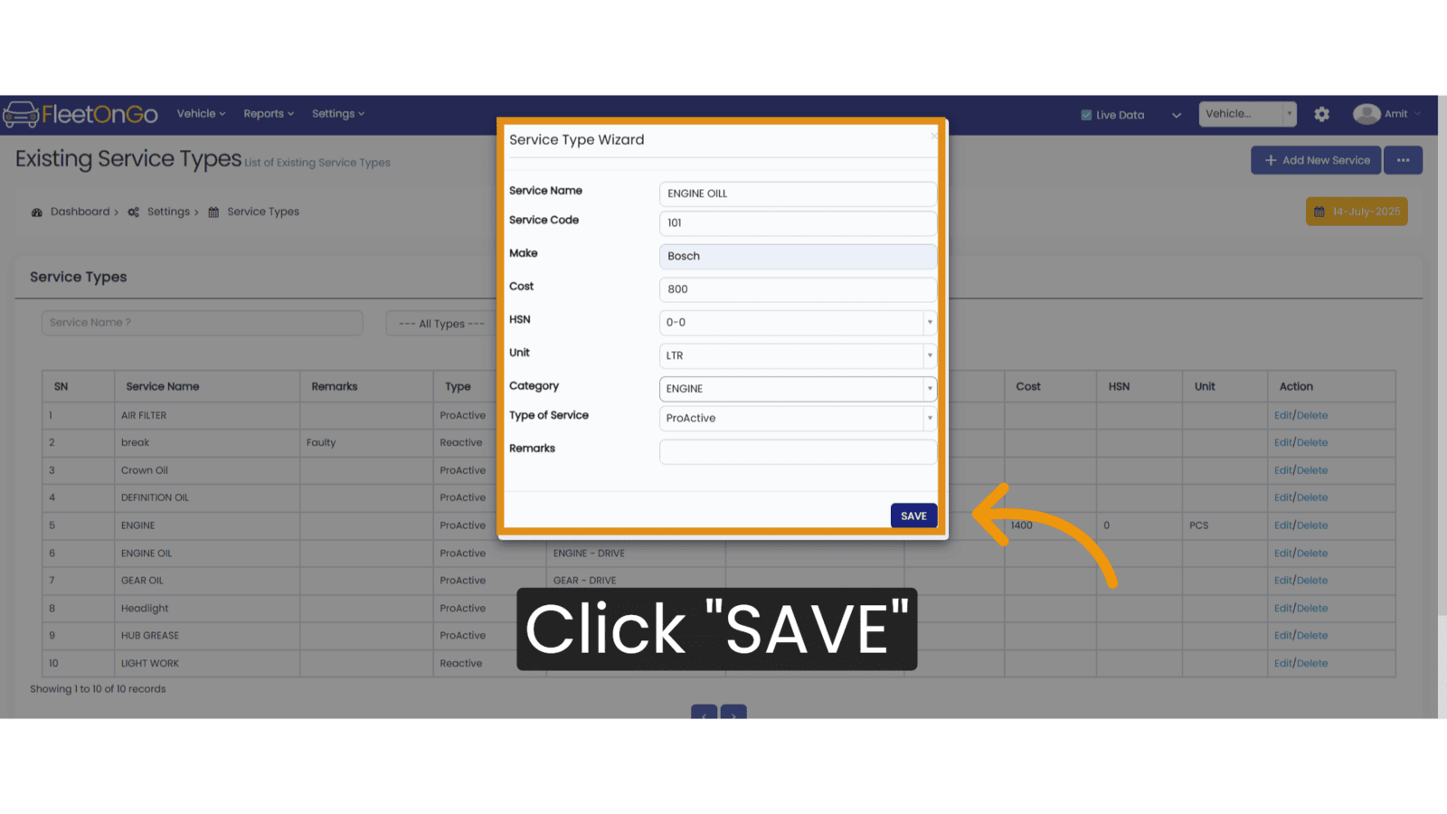 Click 'SAVE'