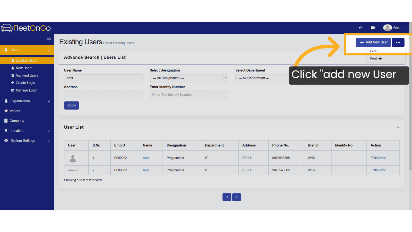 Click Add New User 
