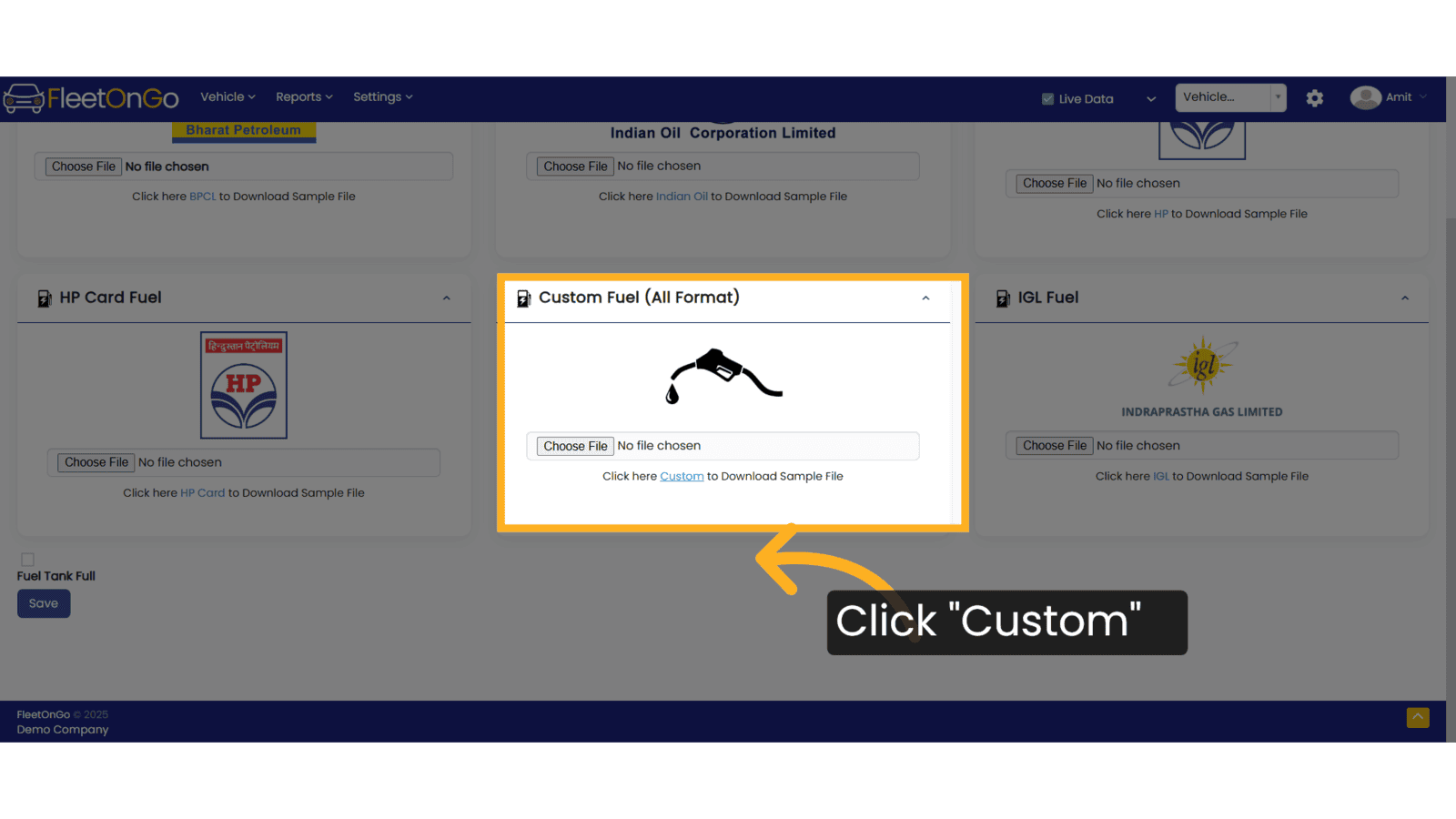 Click 'Custom'