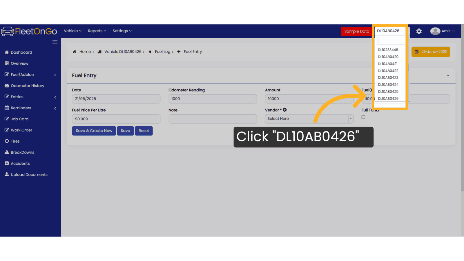 Click 'DL10AB0426'