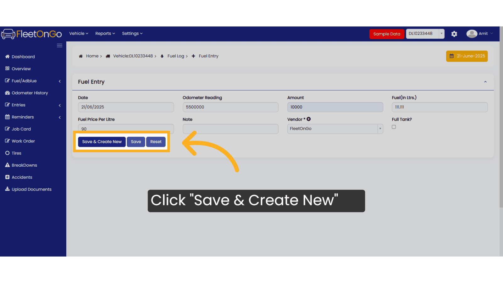 Click 'Save & Create New'