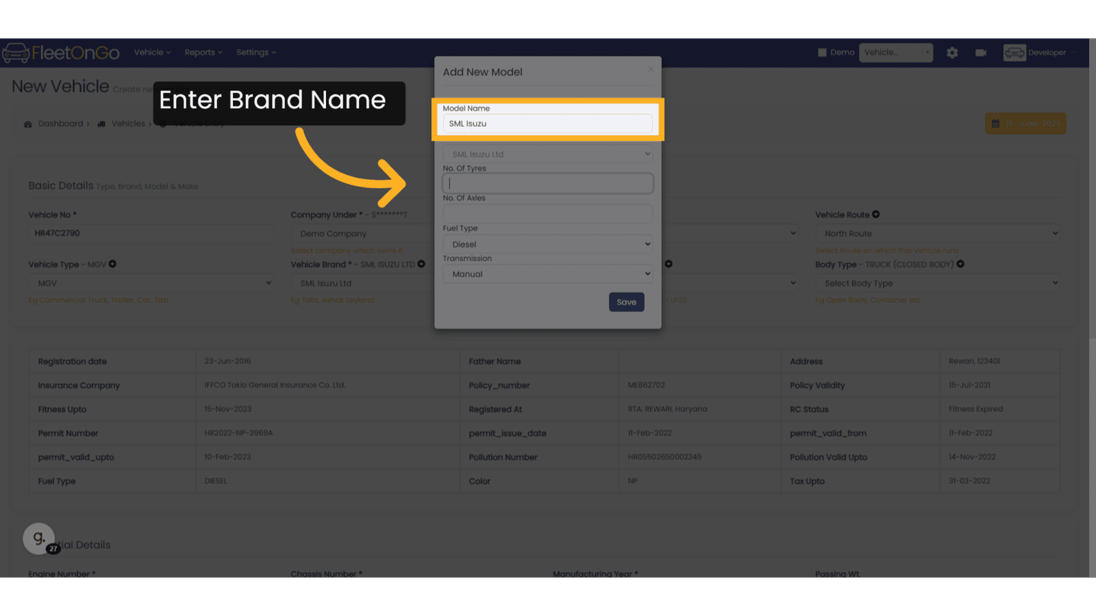 Add Vehicle Brand