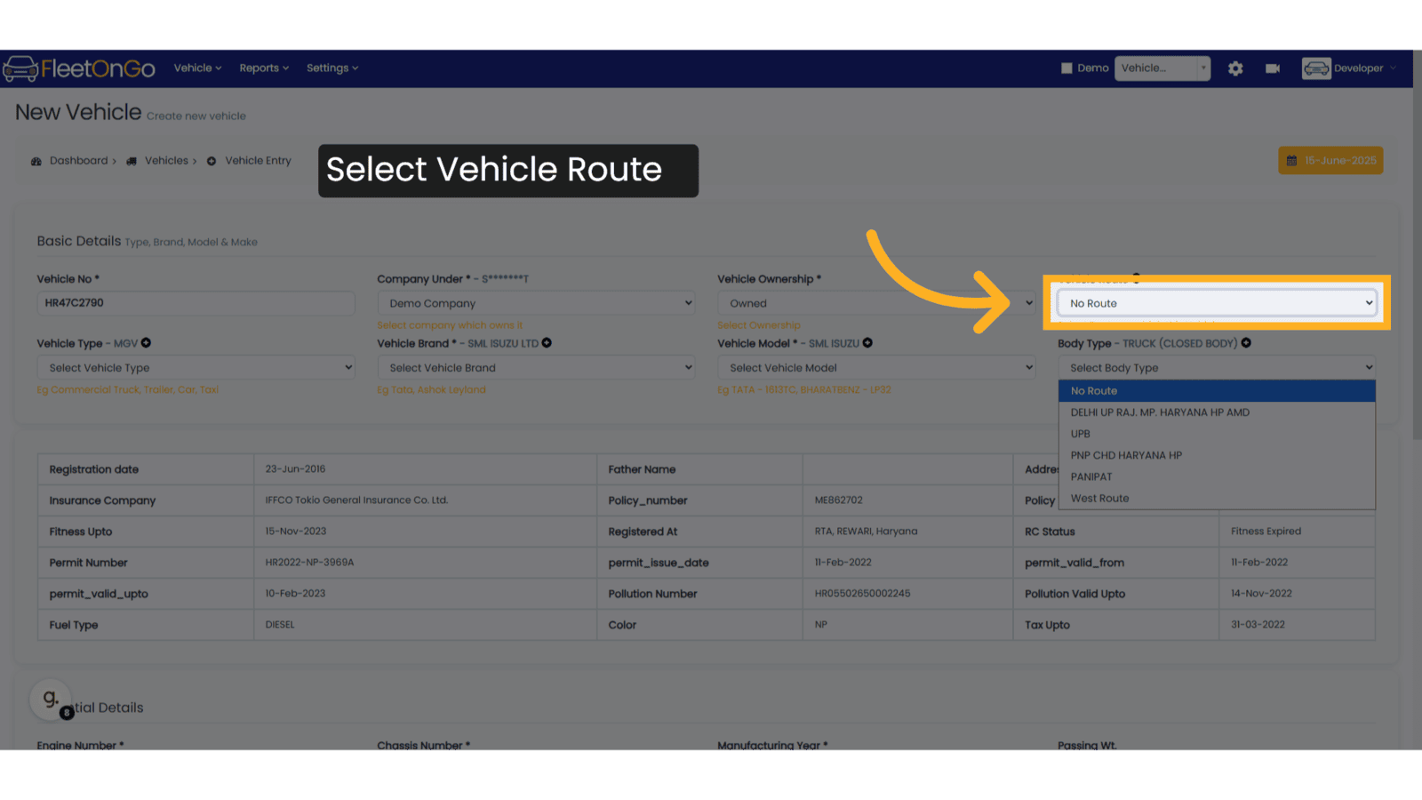 Select Route