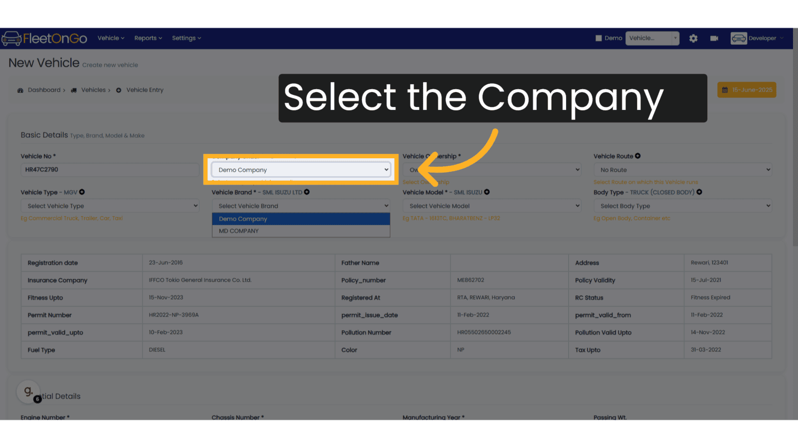 Select the Company