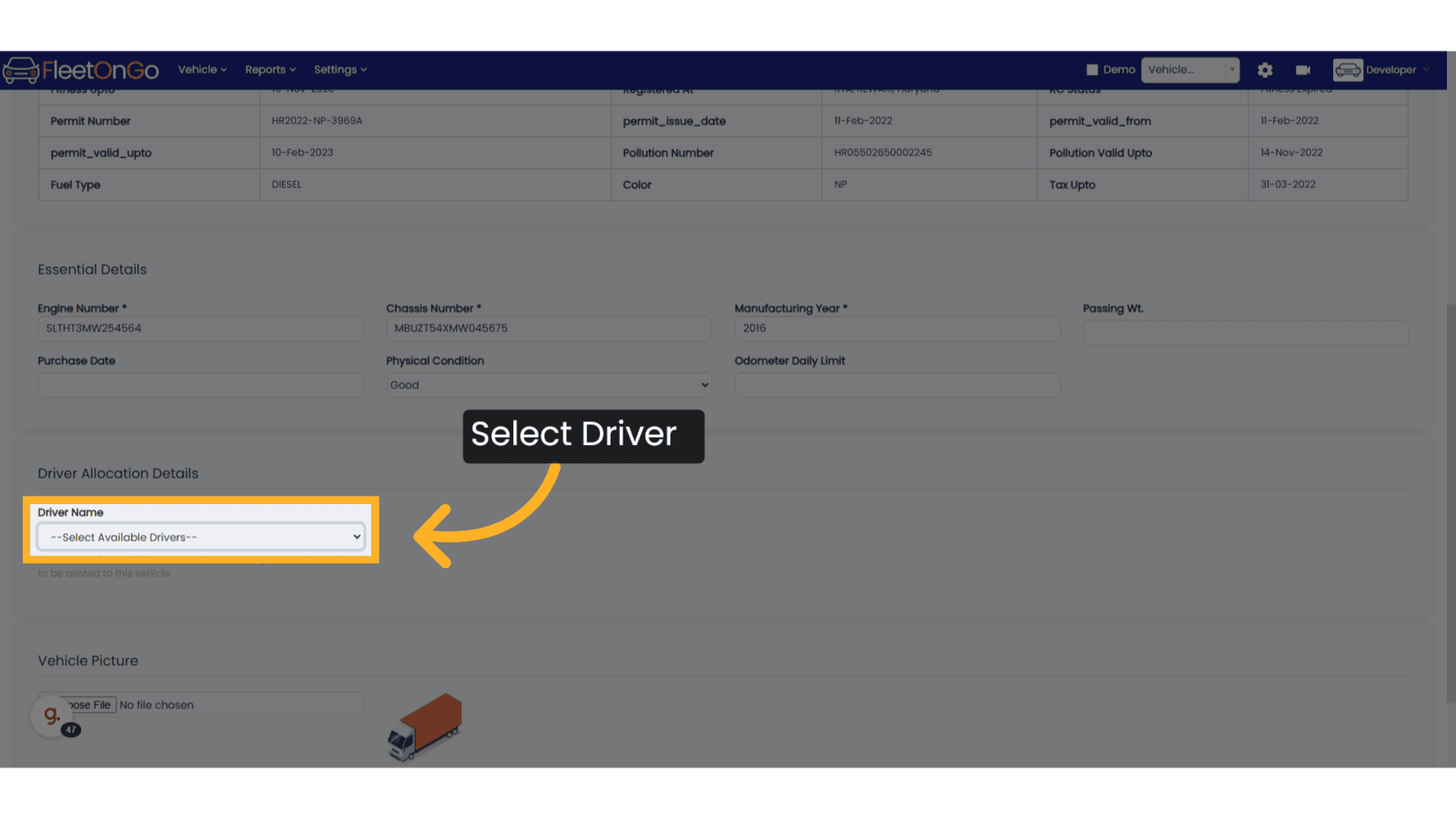 Select Existing Driver