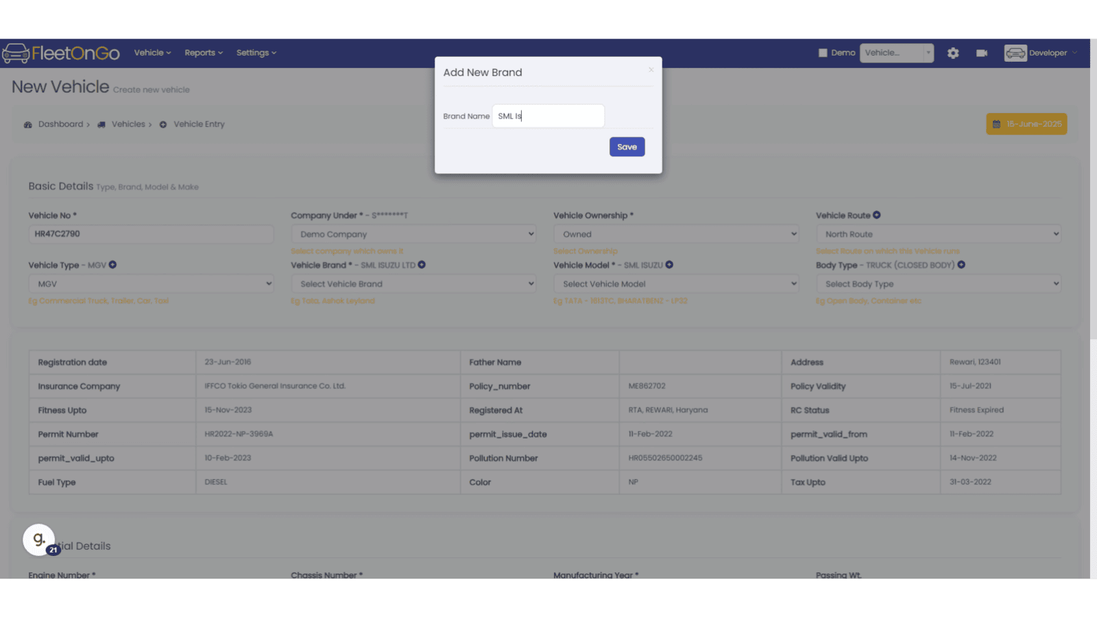 Add Vehicle Brand