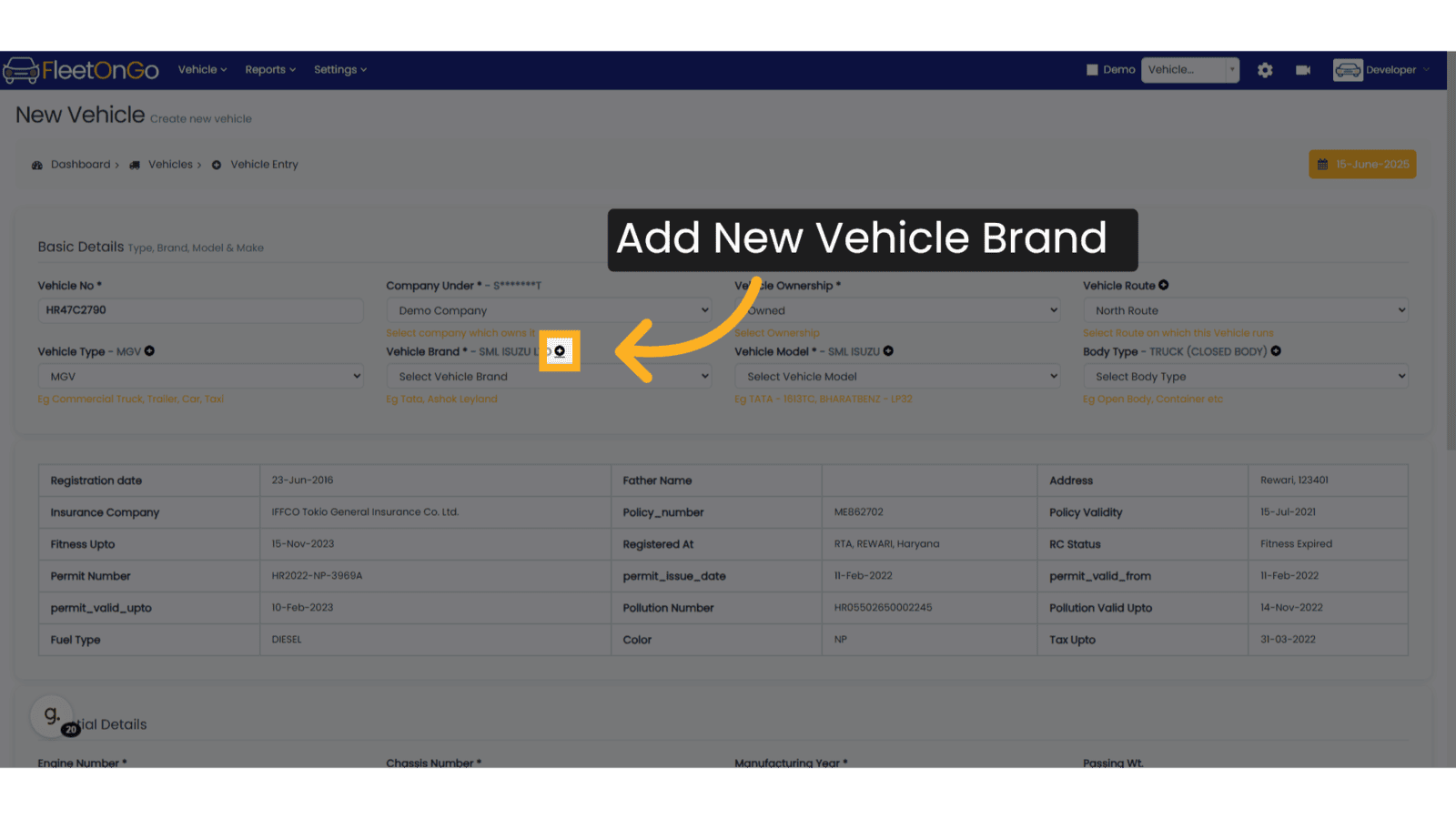 Add new Vehicle Brand
