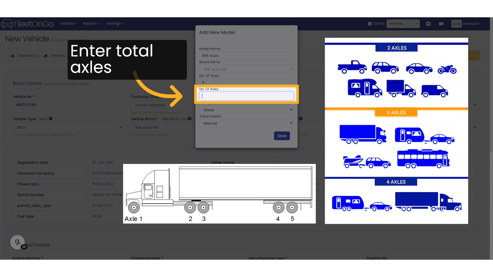 Enter Number of Axles