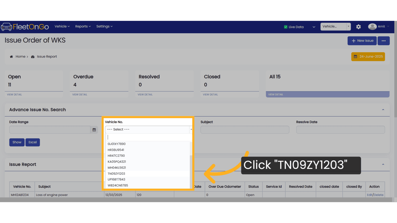 Click 'TN09ZY1203'