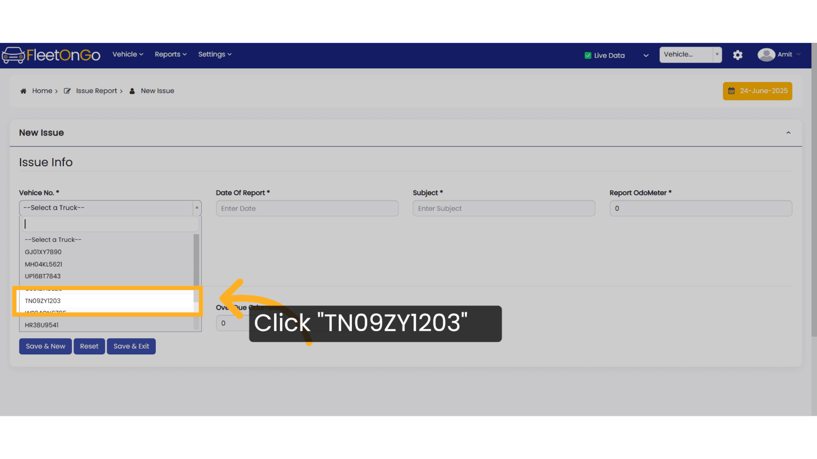 Click 'TN09ZY1203'