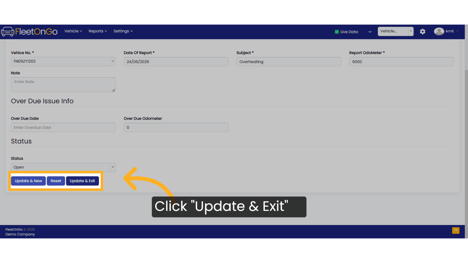 Click 'Update & Exit'