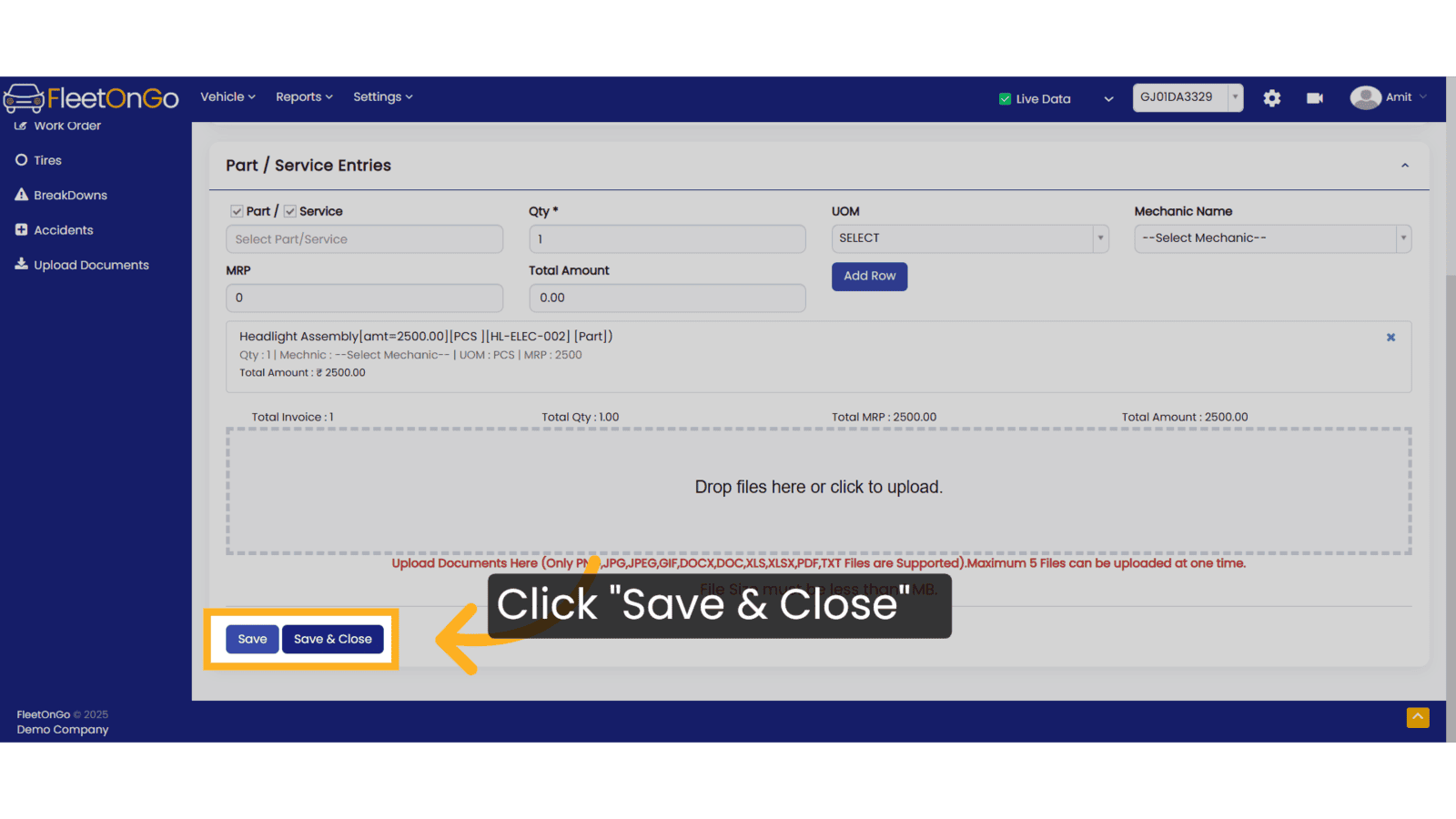 Click 'Save & Close'