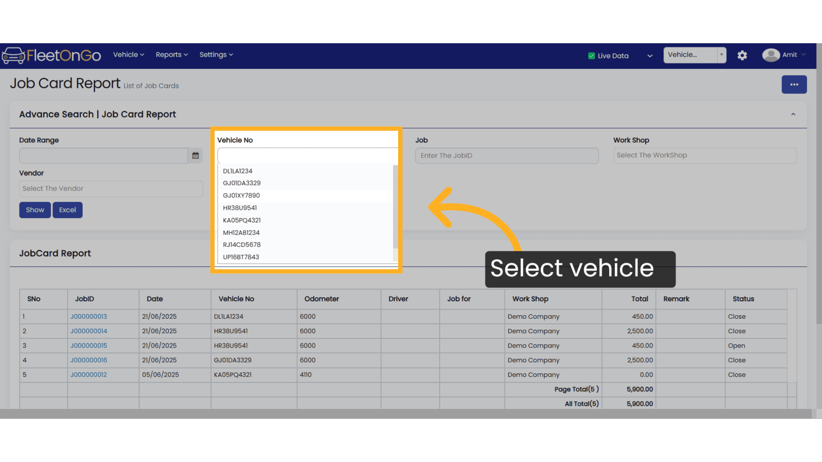 Select Vehicle