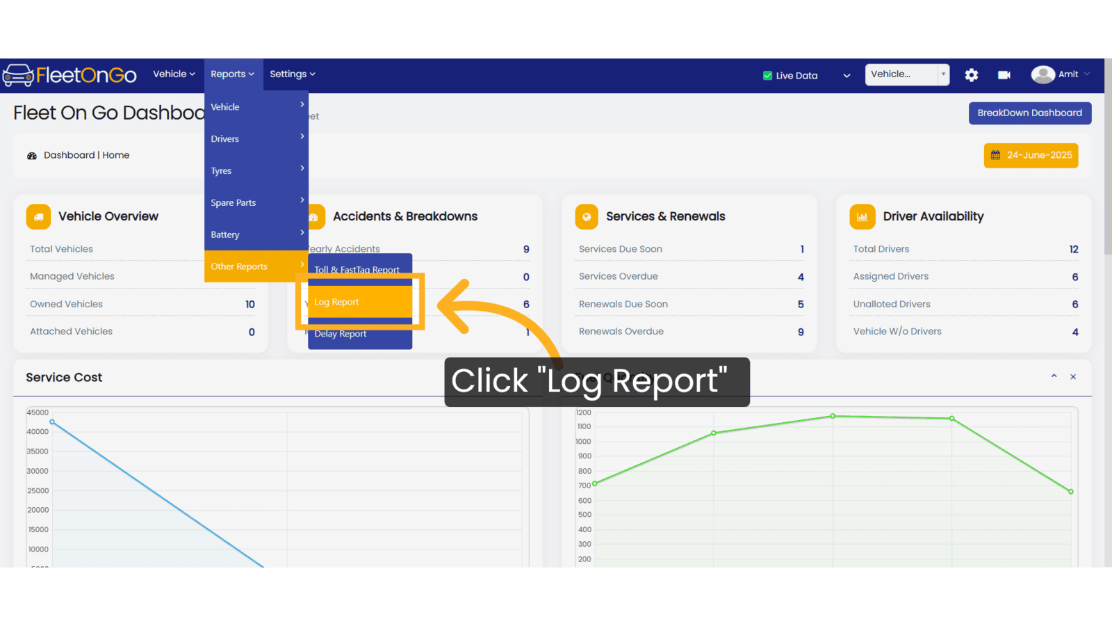 Click 'Log Report'