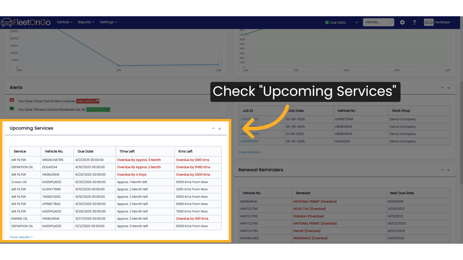 Check Upcoming Services