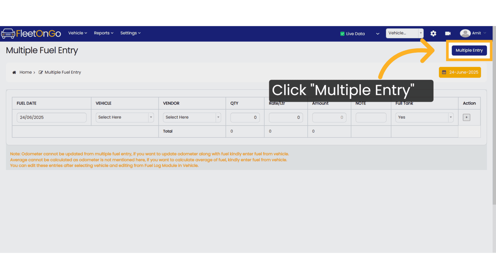Click 'Multiple Entry'