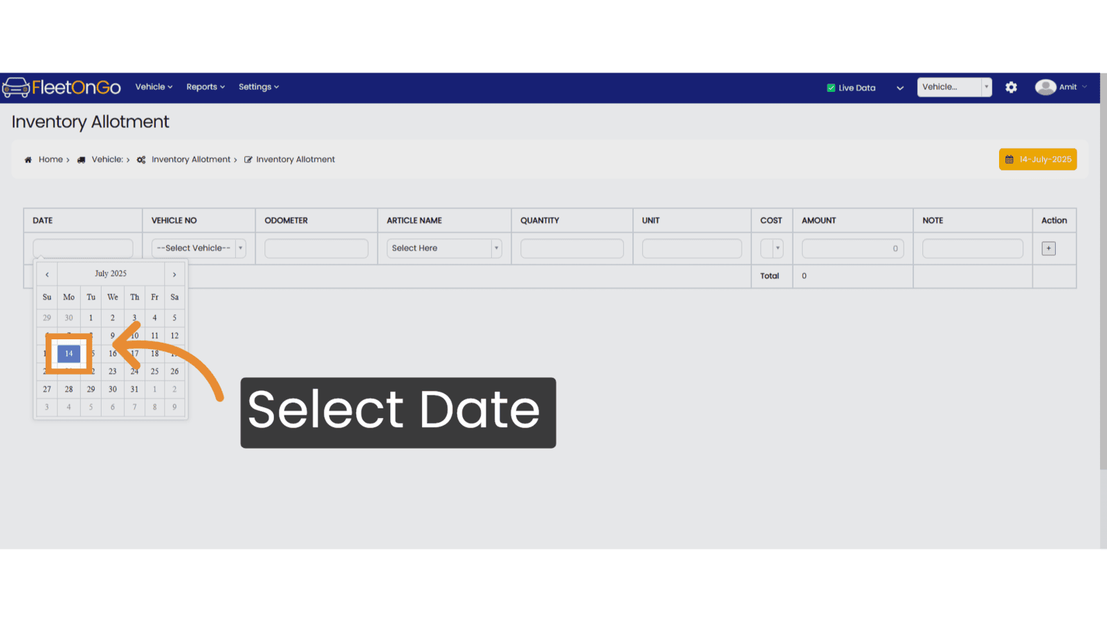 Select Date