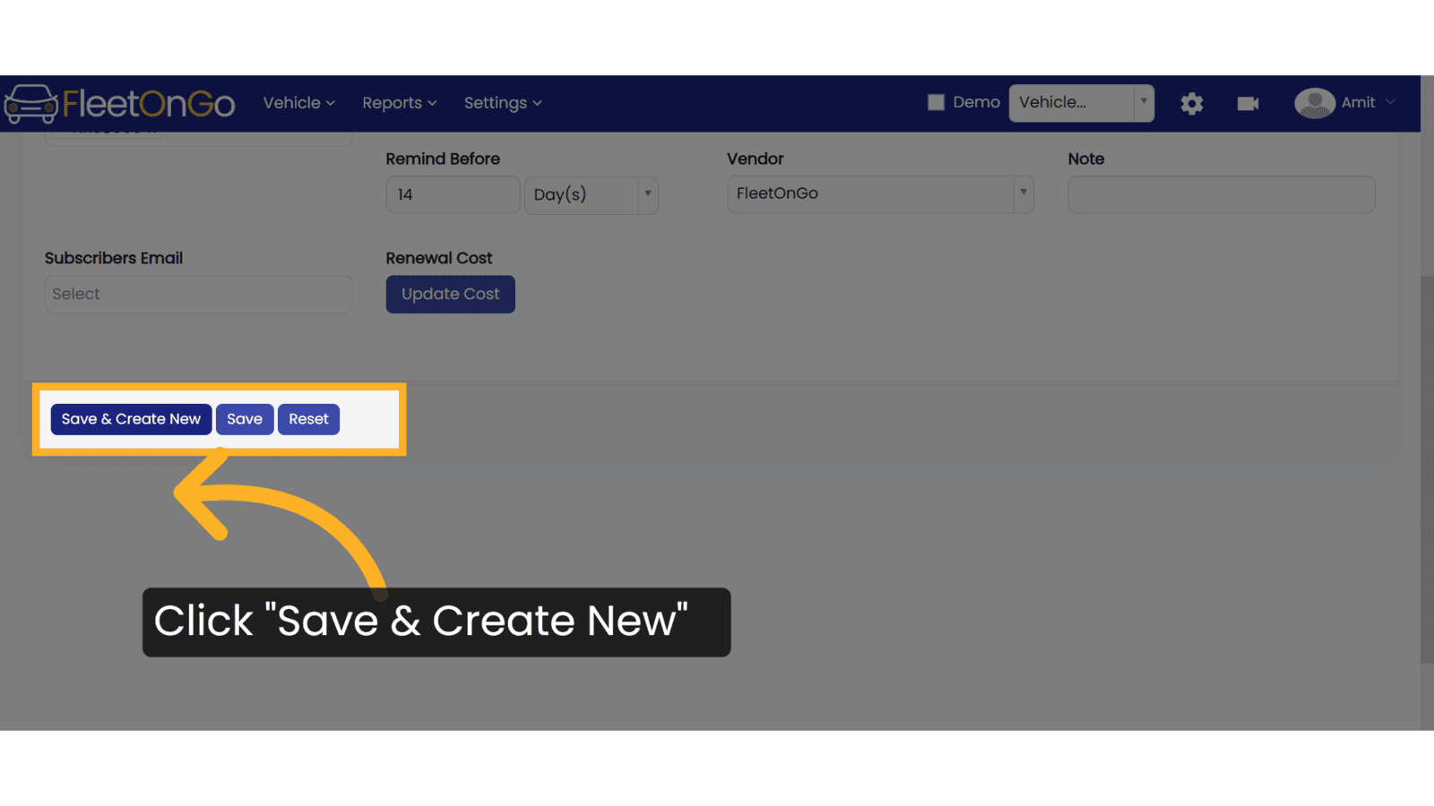 Click 'Save & Create New'