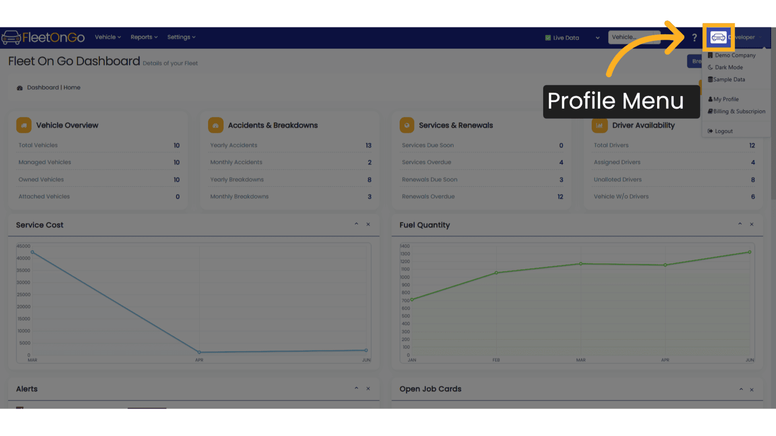 Profile Menu