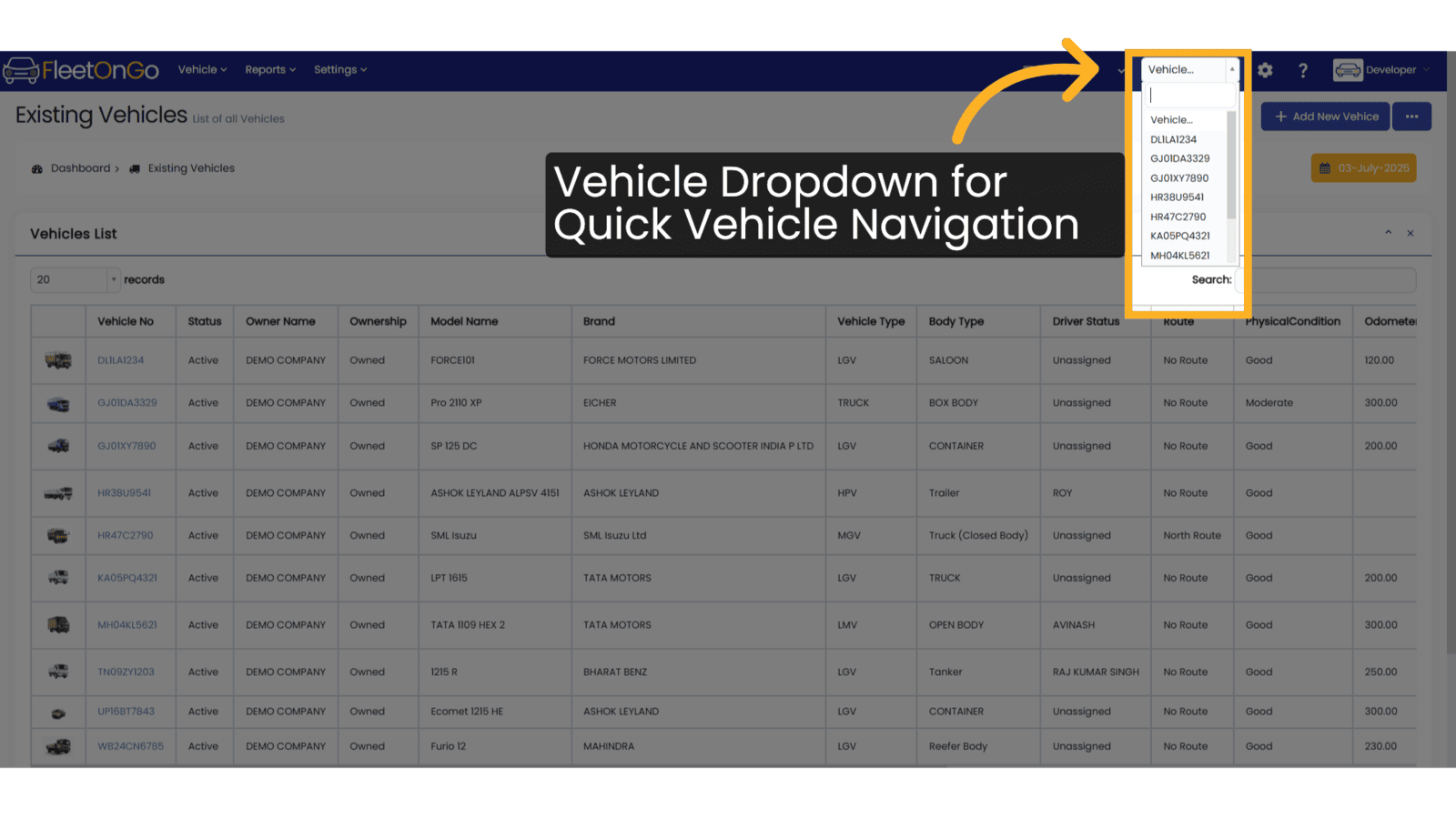 Vehicle DropDown