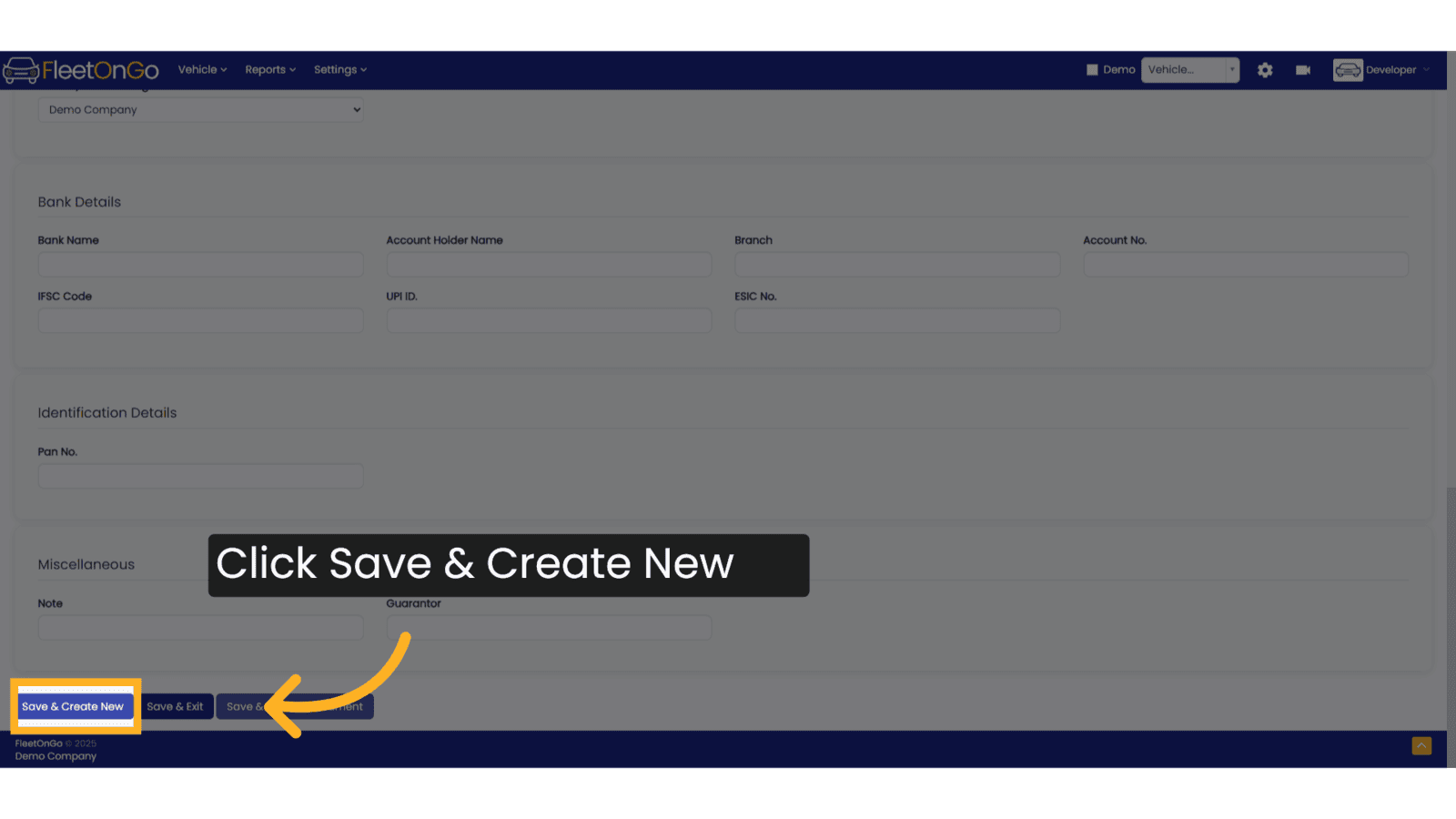 Click Save & Create New